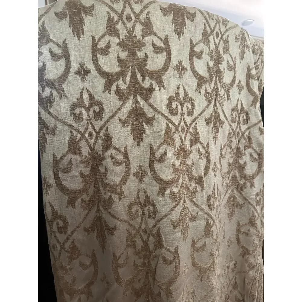 ABC Carpet hone Throw blanket damask jacquard tan Beige Gray antique style42x52”